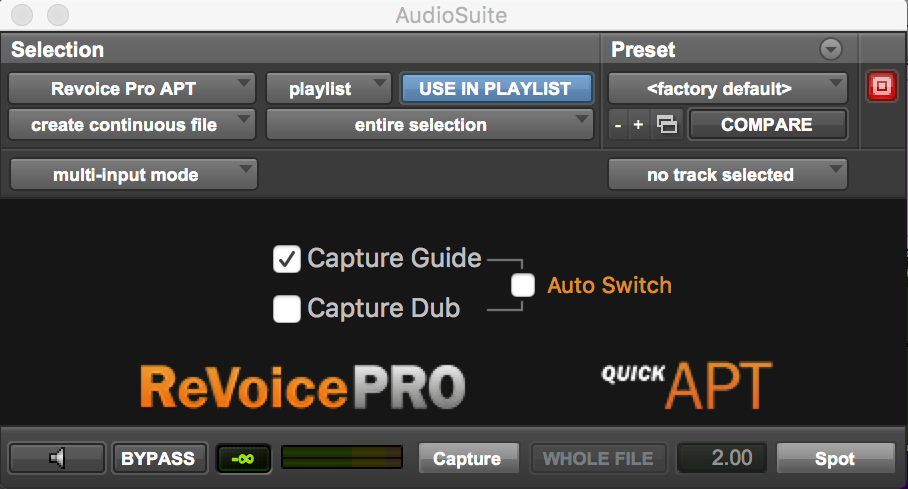 Audio Suite APT Select Guide